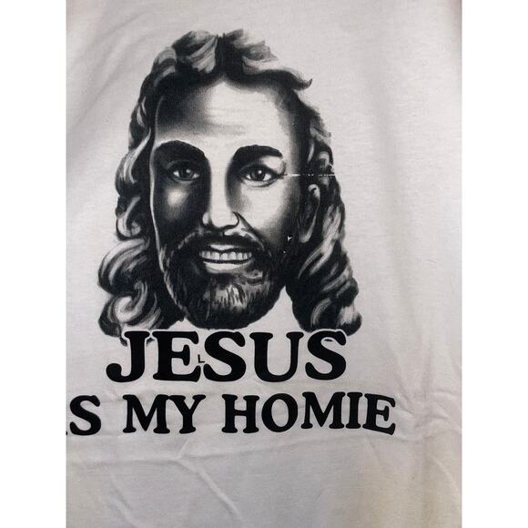 Y2K Jesus Is My Homie White Christ Graphic God Religon Shirt 2000s Large - Picture 4 of 9